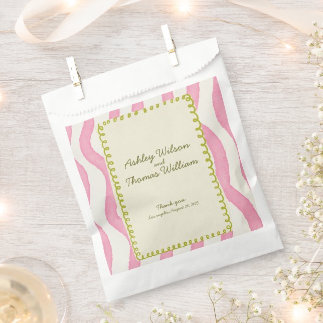 Whimsical Modern Pink & Green Wedding Geschenktütchen (Ausgeschnitten)