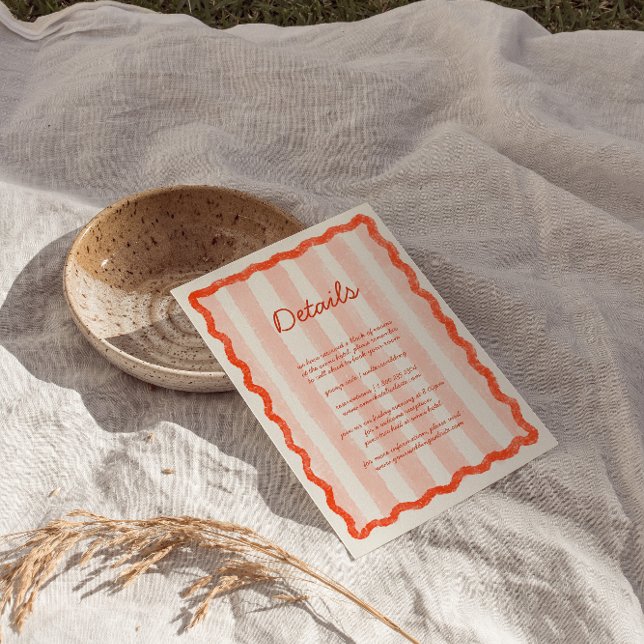 Whimsical Modern Pink & Red Wedding Detail Card Begleitkarte (Von Creator hochgeladen)