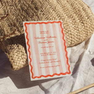 Whimsical Modern Pink & Red Wedding Einladung