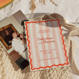 Whimsical Modern Pink & Red Wedding Speichern Sie Einladung
