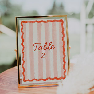 Whimsical Modern Pink & Red Wedding Tischnummer
