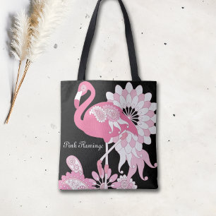 Whimsical Modern Schwarz Rosa Flamingo