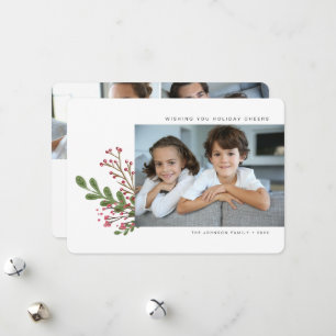 Whimsical Modern Winter Grüne Pflanzen 3 Foto Feiertagskarte