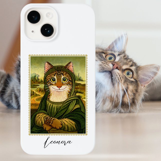 Whimsical Mona Lisa Cat Individuelle Name Case-Mate iPhone Hülle (Von Creator hochgeladen)