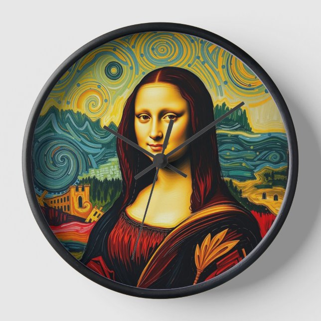 Whimsical Mona Van Gogh Stil Uhr (Vorderseite)