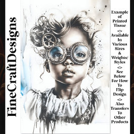 Whimsical Monochrome Girl in Goggles W7 Decoupage Seidenpapier