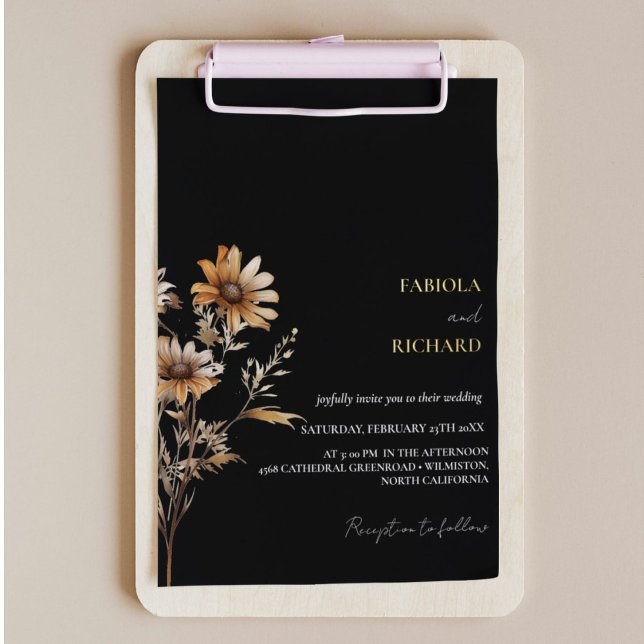 Whimsical Monogram Foto Wildblume Wedding Folieneinladung (Von Creator hochgeladen)