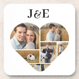 Whimsical Monogram Lovely Heart Foto Collage Getränkeuntersetzer