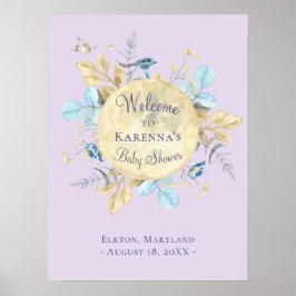 Whimsical Moon Lavender Lila Baby Dusche Willkomme Poster