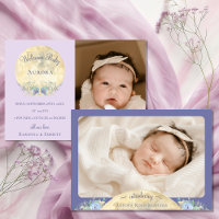 Whimsical Moon Lavender Lila zwei Fotos Geburt