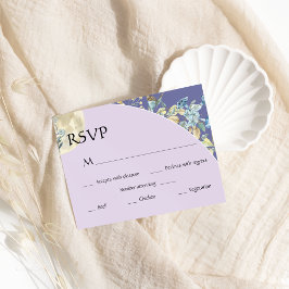 Whimsical Moon Lila Wedding RSVP Karte