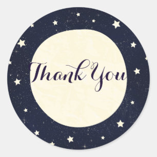 Whimsical Moon & Stars Celestial Baby Shower Gefal Runder Aufkleber