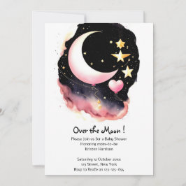 Whimsical Moon & Stars Watercolor Babydusche Einladung