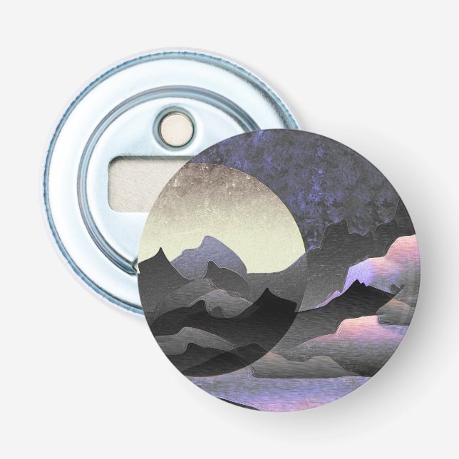 Whimsical Moon und Berge Kunst Flaschenöffner (Vorderseite)