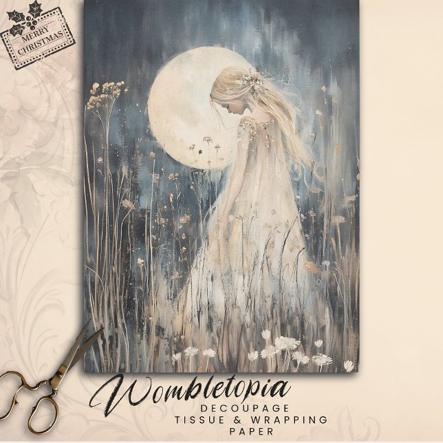 Whimsical Moonlit Fairy in Wildblumen Decoupage Seidenpapier (Von Creator hochgeladen)