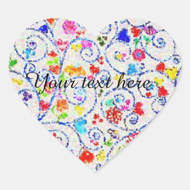 ​Whimsical Mosaic Floral Heart Sticker (Vorderseite)