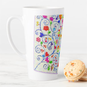 Whimsical Mosaic-Herzen & Schlieren Elegante Latte Milchtasse