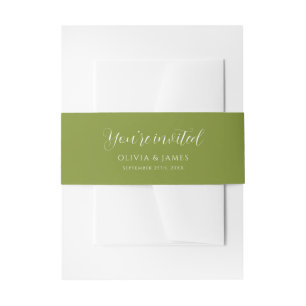 Whimsical Moss Green Wedding Einladungsbanderole