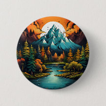 Whimsical Mountain River Adventure Button