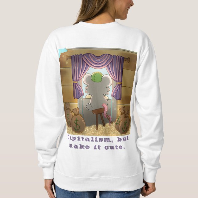 Whimsical Mouse Vendor – Cute Hat Booth Character  Sweatshirt (Rückseite)