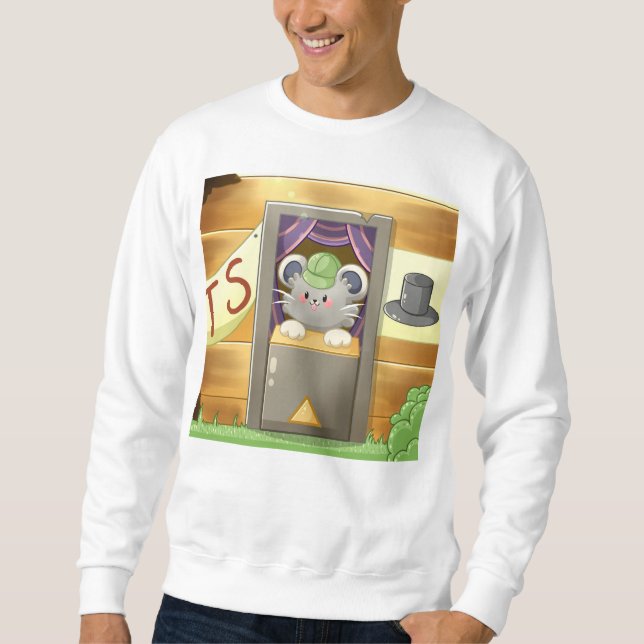 Whimsical Mouse Vendor – Cute Hat Booth Character  Sweatshirt (Vorderseite)