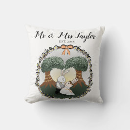 Whimsical Mr. & Mrs. Dancing Bunny Rabbit Hochzeit Kissen