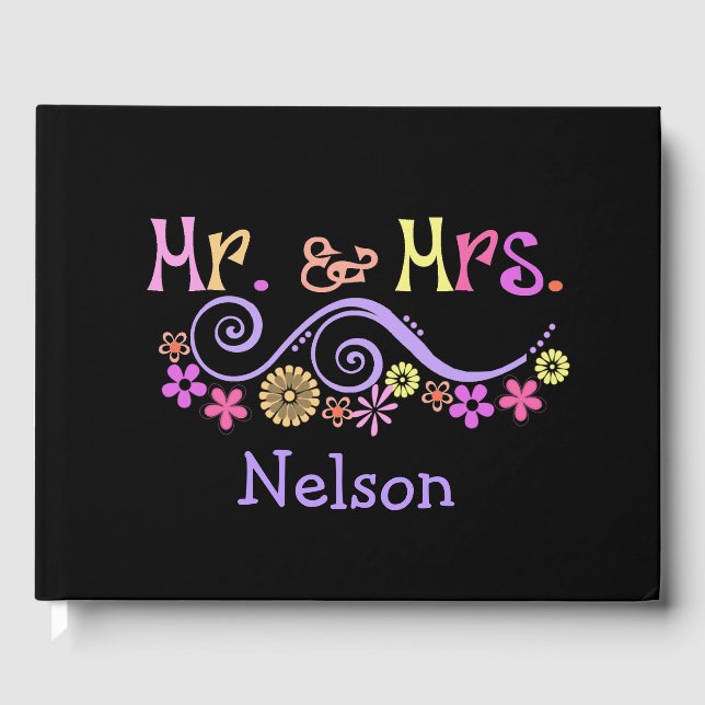 Whimsical Mr. und Mrs. Wedding Guest Book Gästebuch (Vorderseite)