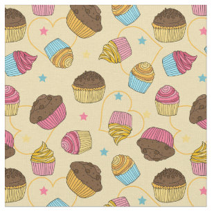 Whimsical Muffins und Cupcakes Backmuster Stoff