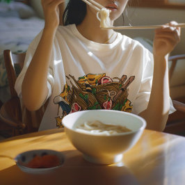 Whimsical Multicolor japanische Nudelkunst T-Shirt