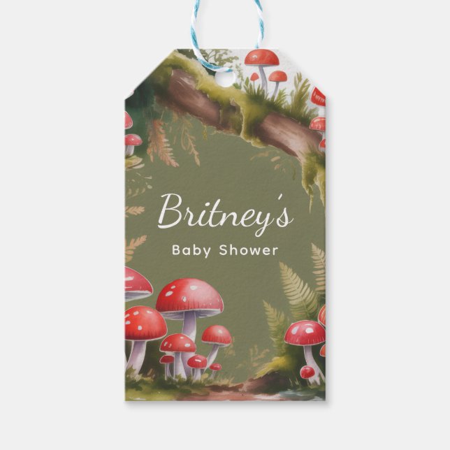Whimsical Mushroom Baby Shower Thank You Geschenkanhänger (Vorderseite)
