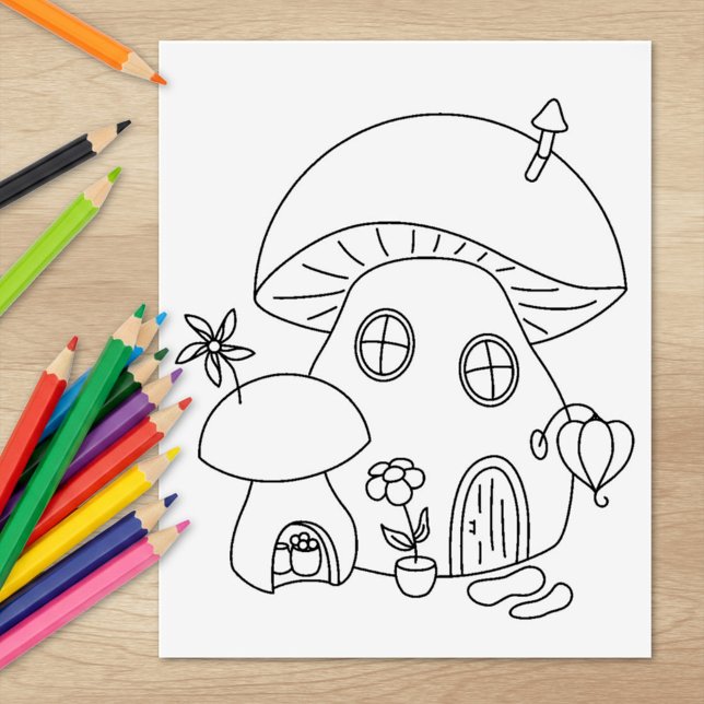 Whimsical Mushroom Coloring Page Gummistempel (Von Creator hochgeladen)