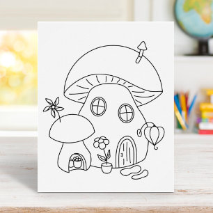 Whimsical Mushroom Coloring Page Poster