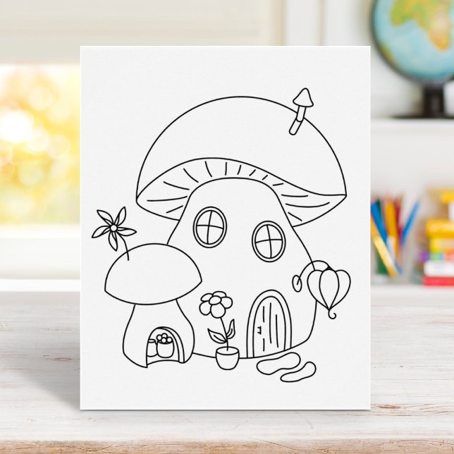 Whimsical Mushroom Coloring Page Poster (Von Creator hochgeladen)