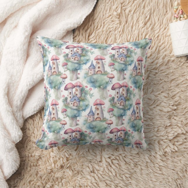 Whimsical Mushroom Cottage Muster (10) Kissen (Decke)