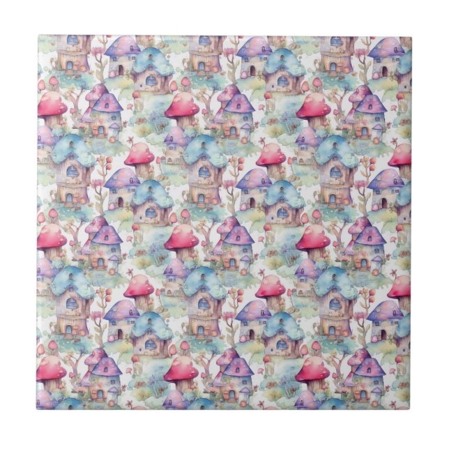 Whimsical Mushroom Cottage Muster (6) Fliese (Vorderseite)