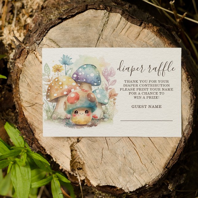 Whimsical Mushroom Diaper Raffel Begleitkarte (Get ready to put the fun back in to fungi with this delicious mushroom party theme. )