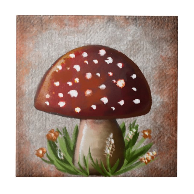 Whimsical Mushroom & Fungi Motif – Nature-Inspired Fliese (Vorderseite)