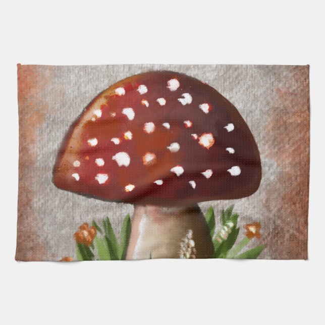 Whimsical Mushroom & Fungi Motif – Nature-Inspired Geschirrtuch (Horizontal)