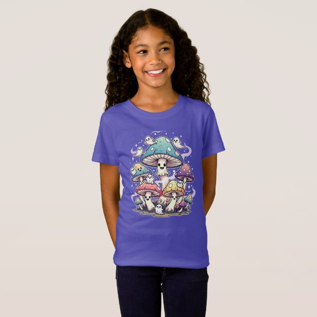 Whimsical Mushroom Geister Halloween Illustration. T-Shirt (Vorne ganz)