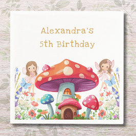 Whimsical Mushroom Girl Fairy Geburtstagsparty Serviette