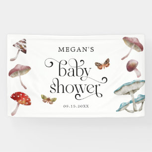 Whimsical Mushroom & Moth Baby Dusche Banner