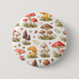 Whimsical Mushroom Pattern – Vintage Botanical  Button