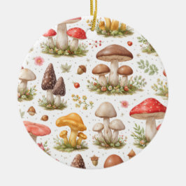 Whimsical Mushroom Pattern – Vintage Botanical  Keramik Ornament