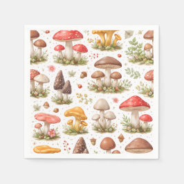 Whimsical Mushroom Pattern – Vintage Botanical  Serviette