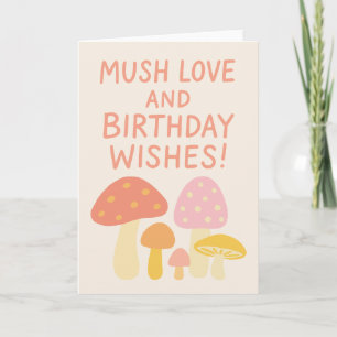 Whimsical Mushroom Puppe Pastel Birthday wünscht Karte