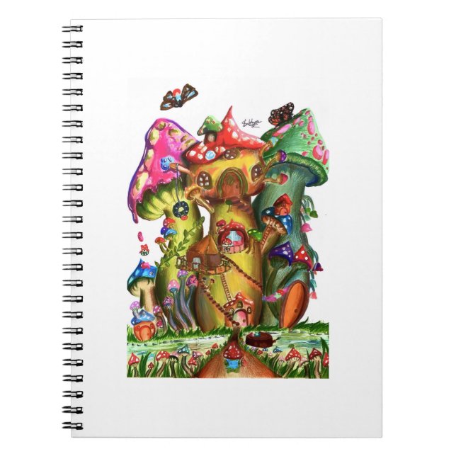 Whimsical Mushroom Village Fantasy Artwork Notizblock (Vorderseite)