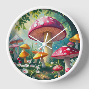 Whimsical Mushrooms verzauberter Wald Uhr