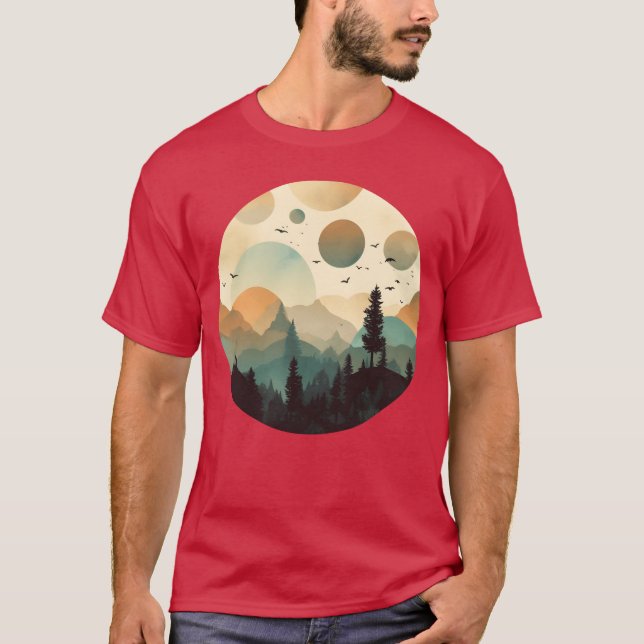 Whimsical Mystery Forest Camping Layered Foggy fri T-Shirt (Vorderseite)