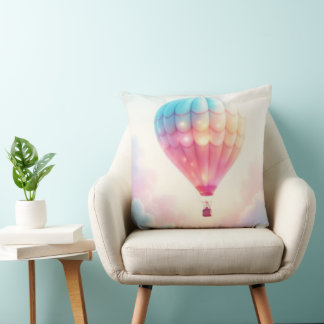 Whimsical Mystical Flying Air Balloon Light Colors Kissen