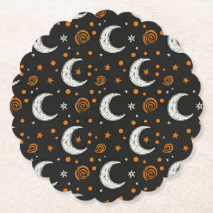 Whimsical Nachthimmel Halbmond Halloween Untersetzer